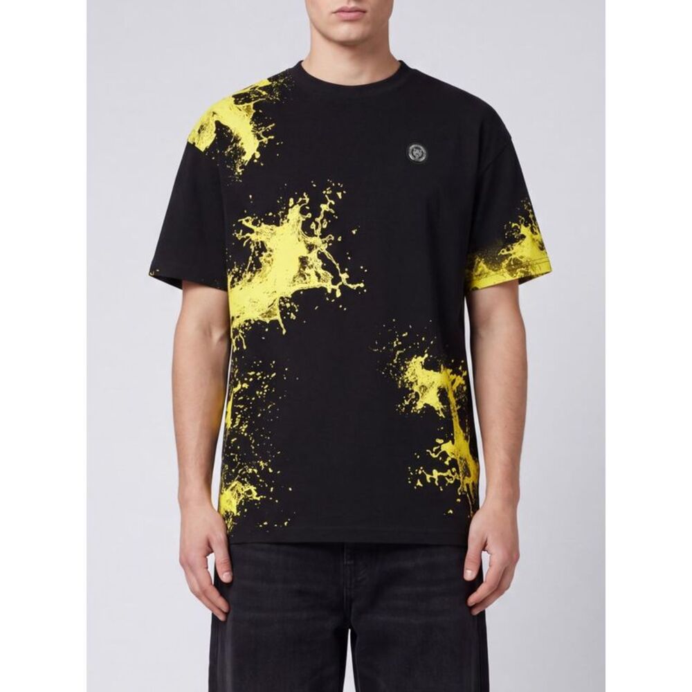 Plein Sport Men Plein Sport Abstract-Print Cotton T-Shirt With Applied Logo